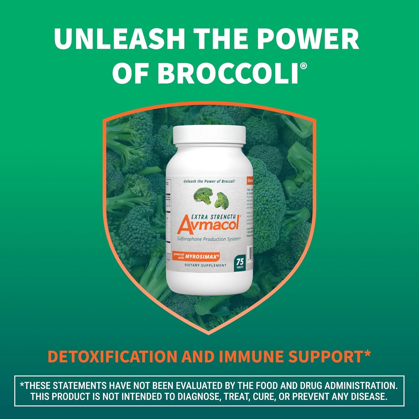Nutramax Laboratories Avmacol Extra Strength #1 Researched Sulforaphane-Producing Brand for Detoxification, Antioxidant Support, Immune Health, Adults & Children, Moringa, 75 Tablets