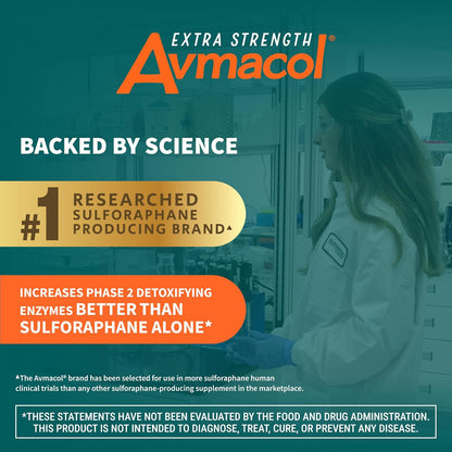 Nutramax Laboratories Avmacol Extra Strength #1 Researched Sulforaphane-Producing Brand for Detoxification, Antioxidant Support, Immune Health, Adults & Children, Moringa, 75 Tablets