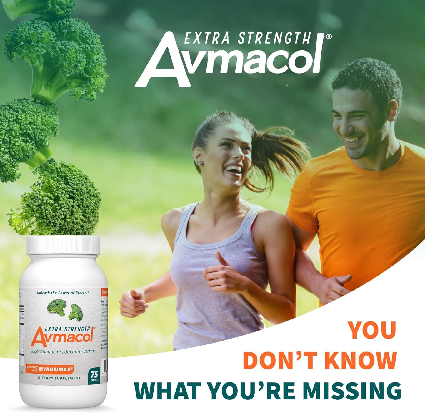 Nutramax Laboratories Avmacol Extra Strength #1 Researched Sulforaphane-Producing Brand for Detoxification, Antioxidant Support, Immune Health, Adults & Children, Moringa, 75 Tablets